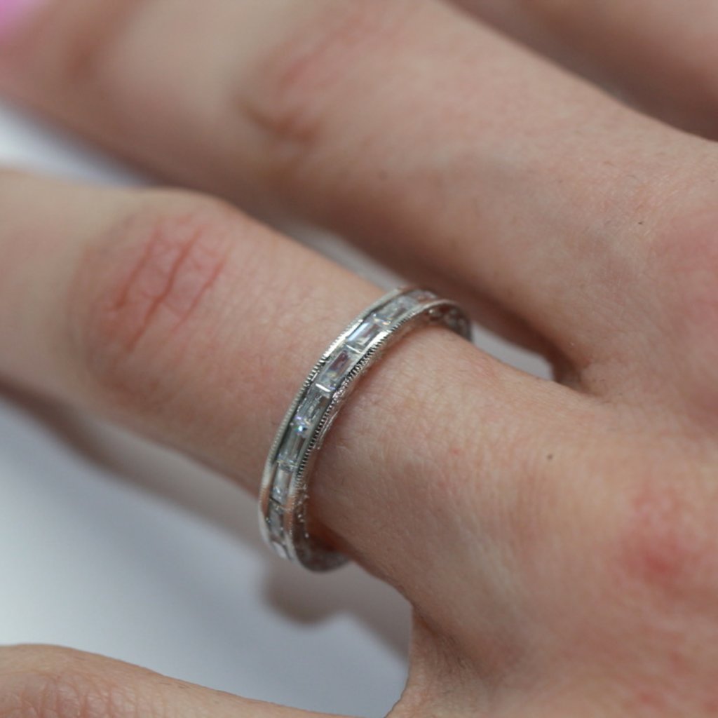 925s Tacori Bridal Baguette White Topaz Ring